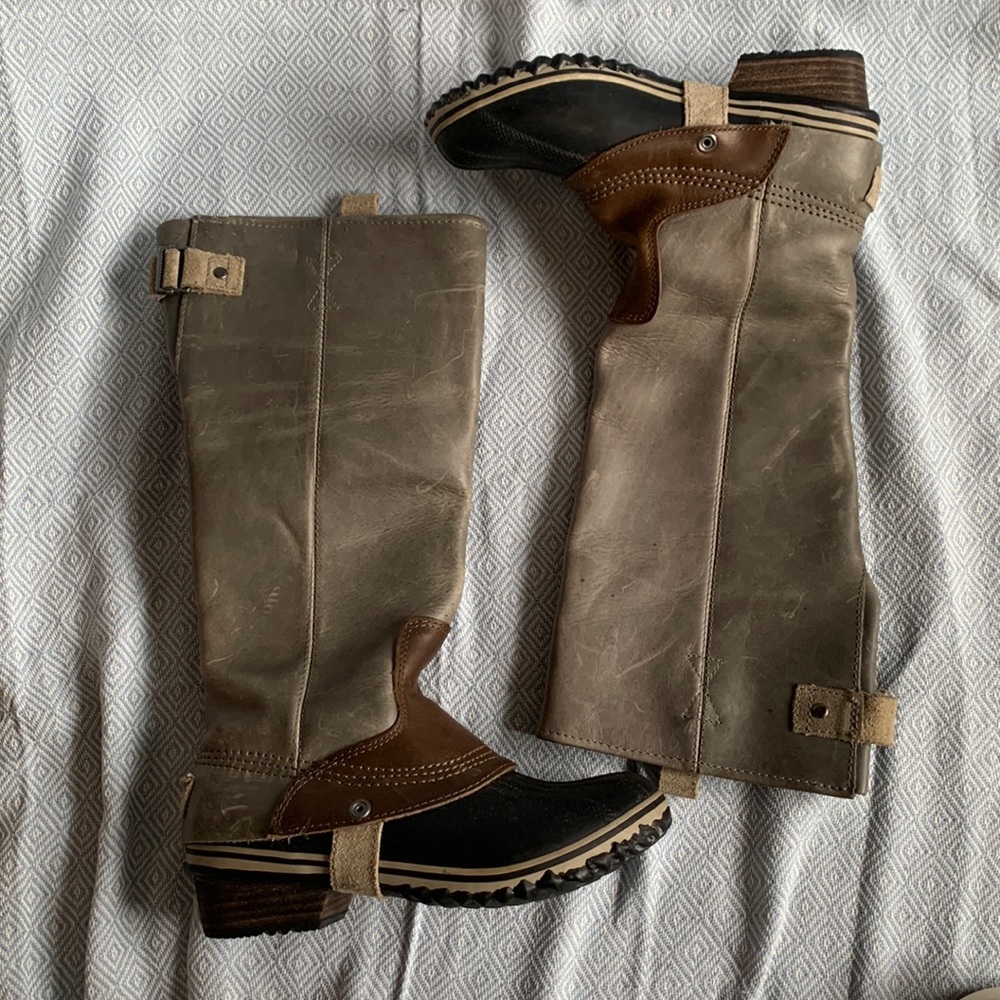 Sorel slimpack tall equestrian riding boots shale gray USA women’s size 6.5
